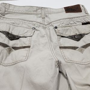Seven 7 Mens 38 x 33 Relaxed Pants Flap Pockets Bleach Khaki 5 Pocket Jean